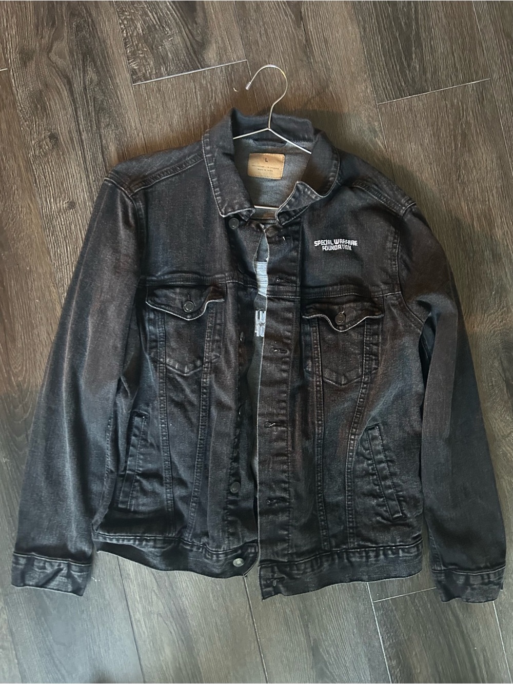 Men's Black Denim Jacket - Special Warfare Foundation Embroidered